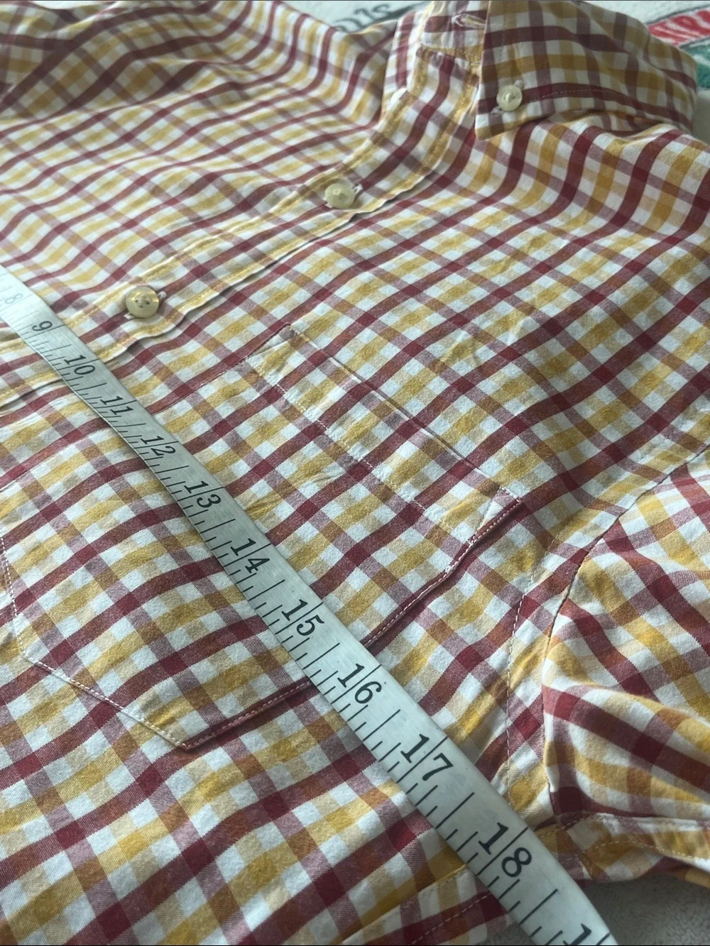 J. Crew Yellow and Red Plaid Cotton Button-Down Shirt Preppy Coastal Old Money